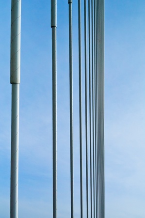 big guyed bridge shrouds background over sky