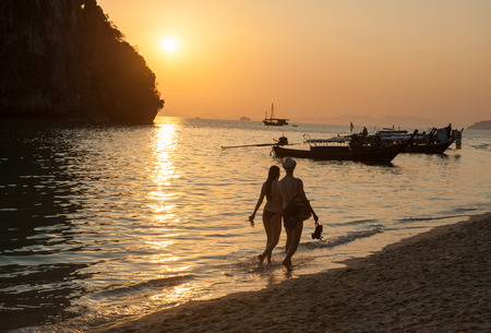 Sunset view at pranang beach of Railay Krabi Thailandのeditorial素材
