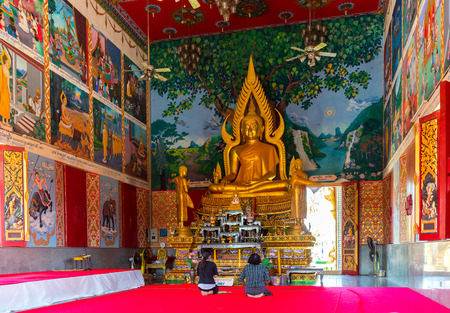 altar inside the buddhist temple at Samui, Thailandのeditorial素材