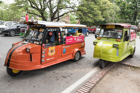 Ayutthaya, THAILAND - MARCH 27: Thai Tuk Tuk taxi at the Ayutthaya, Thailand, on March 27, 2015.