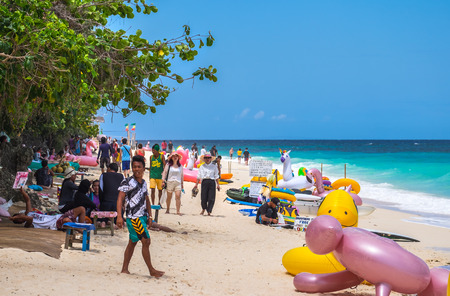 Boracay, Philippines - March 31, 2018:  Sports and other activities at white Puka Beach Boracay Island Philippines. People have fun at the beach.のeditorial素材