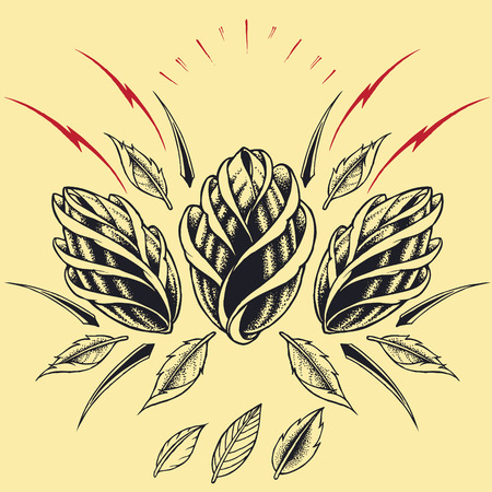 Roses Oldskool Tattoo style elements  のイラスト素材