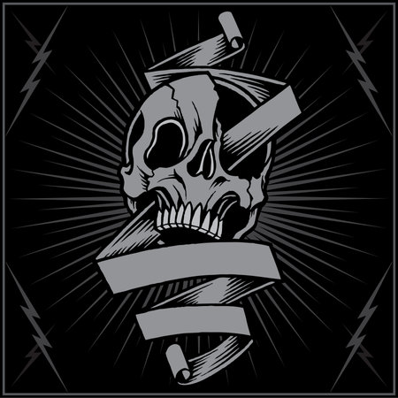 Skull and Ribbonのイラスト素材