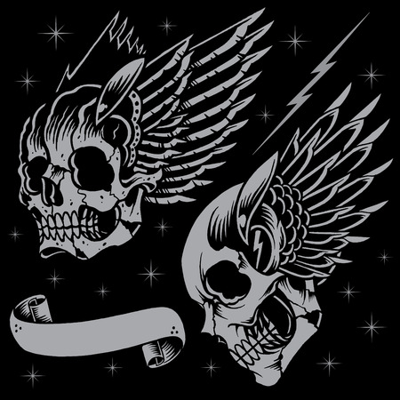 Skulls and wingsのイラスト素材