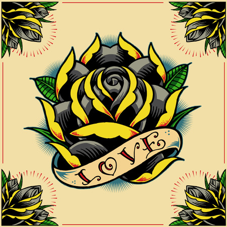 Rose, Ribbon and Roses  のイラスト素材