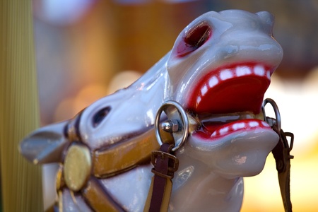 Detail of a painted carousel horse at the fair.の写真素材