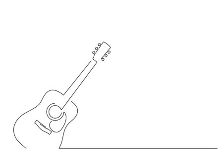 Acoustic guitar isolated line drawing, vector illustration design. Music collection.のイラスト素材