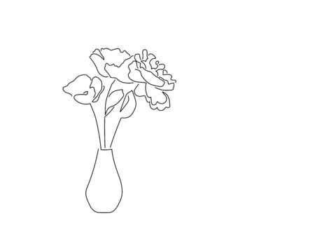 Flower line drawing, vector illustration design. Nature collection.のイラスト素材