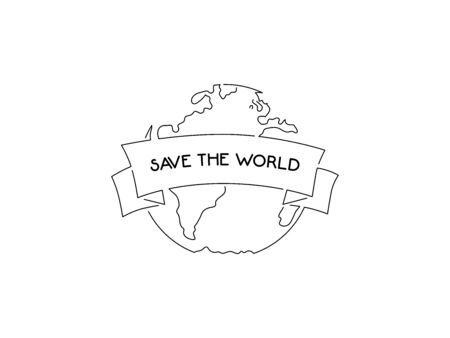 Save the world concept isolated line drawing, vector illustration design. Climate change collection.のイラスト素材