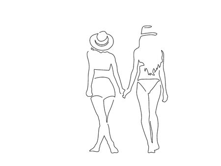 People on holidays line drawing, vector illustration design. People collection.のイラスト素材