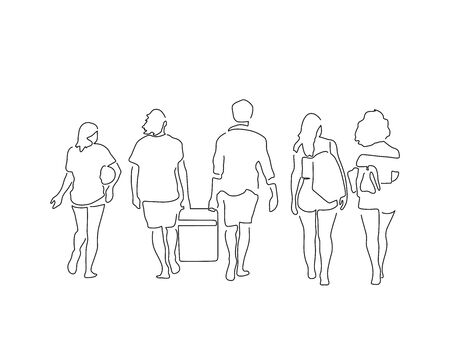 People on holidays line drawing, vector illustration design. People collection.のイラスト素材
