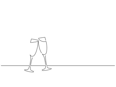 New year isolated line drawing, vector illustration design.のイラスト素材