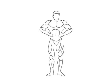 Bodybuilding isolated line drawing, vector illustration design. Sport collection.のイラスト素材