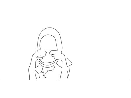 People eating isolated line drawing, vector illustration design. Food collection.のイラスト素材