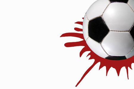 Soccer ball on red spot.の写真素材