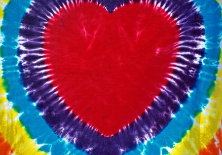 Hippie tie-dye fabric in bright colors.