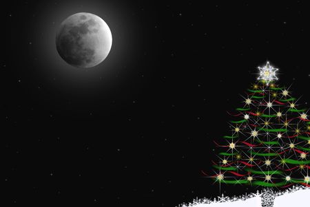 Christmas illustration in moonlight.の写真素材