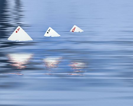 Illustration of floating aces in water.の写真素材