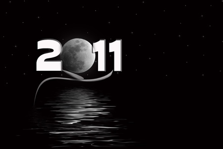 Full moon with reflection for the year 2011.の写真素材