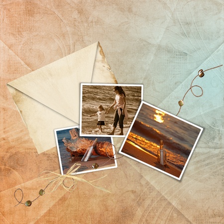 Summer snapshots with old envelope.の写真素材