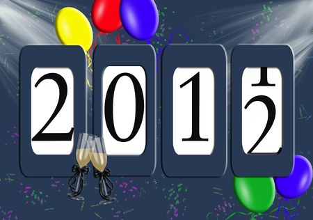 2012 new year odometer with balloons