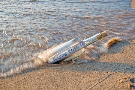 2013 new year message in a bottleの写真素材