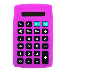 bold pink calculator on whiteの写真素材
