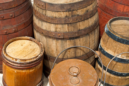 vintage wood barrels