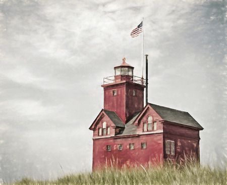 red lighthouse impressionismのeditorial素材