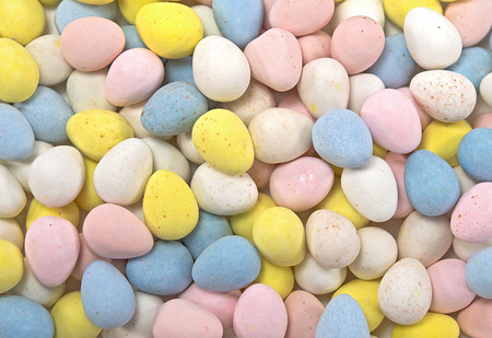 closeup of pastel colored Easter egg candy