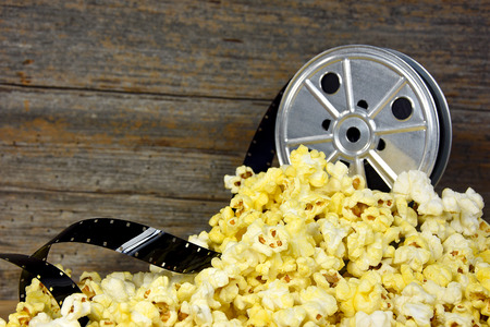vintage movie reel and film in popcornの写真素材