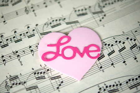 love heart on sheet musicの写真素材