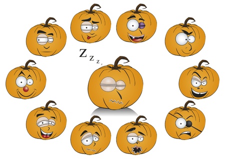 pumpkins for halloween with funny faces. illustration.のイラスト素材