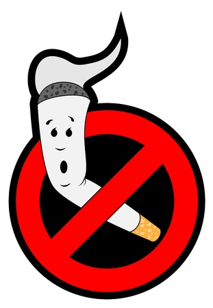 Stop smoking. The cigarette is placed in the sign ban. のイラスト素材