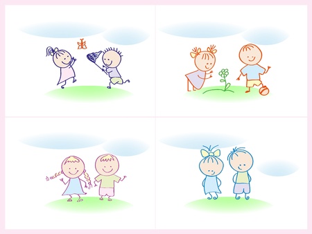 cheerful and happy kids. illustration.のイラスト素材