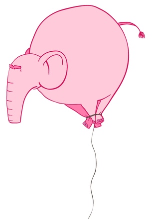 pink elephant, a ball on a string. illustration.のイラスト素材