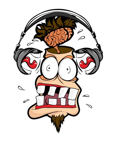 Headphones man shout loudly in my head のイラスト素材