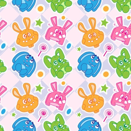 Seamless wallpaper with a beautiful young rabbits.のイラスト素材