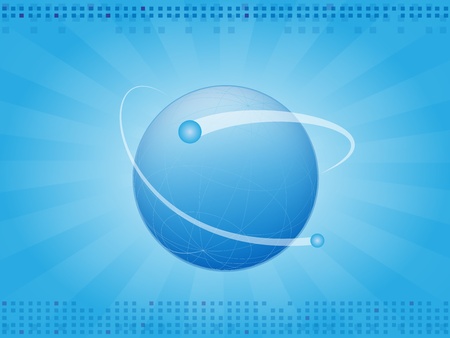 Abstract blue horizontal background with planet earthのイラスト素材