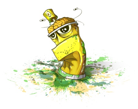 Spray bottle of paint on a dirty background illustration のイラスト素材