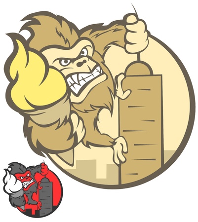Gorilla like King Kong. Gorila keeps ice cream.のイラスト素材