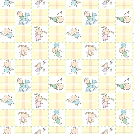 Baby Seamless wallpaper with the image of children playing.のイラスト素材