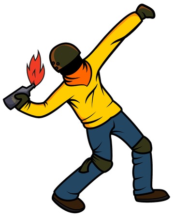 Rebel Throwing Molotov Cocktailのイラスト素材