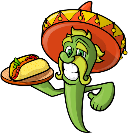 Mexican Green Chili Pepperのイラスト素材