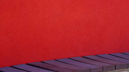 Semicircular bench with red back, background, textureの写真素材