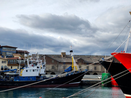 fishing port in getaria village, northern spain, basque country, atlantic coast. November 8, 2021のeditorial素材