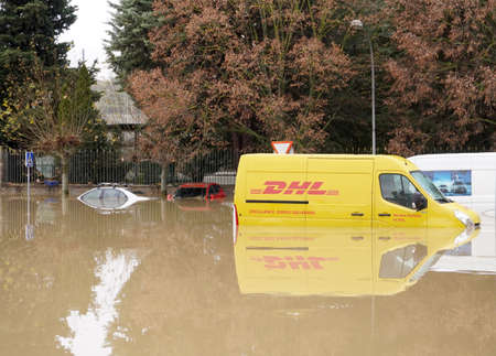 cars were flooded during the flood Pamplona, ââNavarra, 11 December 2021のeditorial素材
