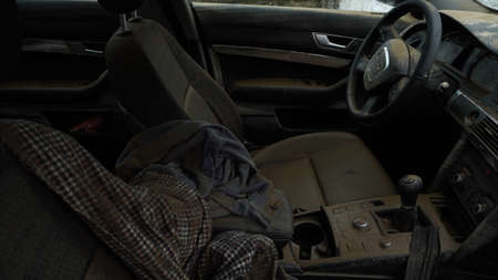 car control panel, very heavily soiled by swampの写真素材