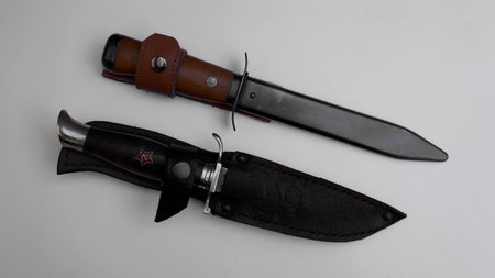 soviet combat, army knife on a white backgroundの写真素材