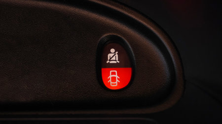 illuminated car panel indicator, notifying about open doorsの写真素材